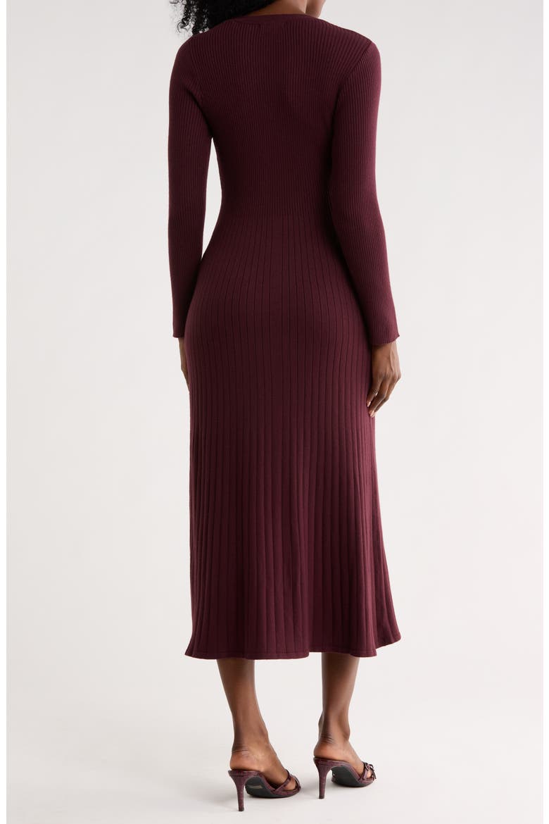 Ribbed Knit Long Sleeve Sweater Dress, Alternate, color, DARK WINE