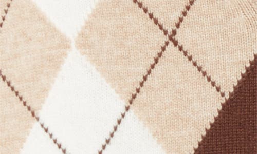 Sporty And Rich Sporty & Rich Argyle Cashmere & Wool Sweater In Cream
