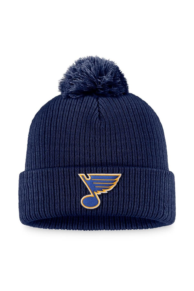 Men's Fanatics Branded Navy St. Louis Blues Core Primary Logo Cuffed Knit Hat with Pom, Alternate, color, NAVY