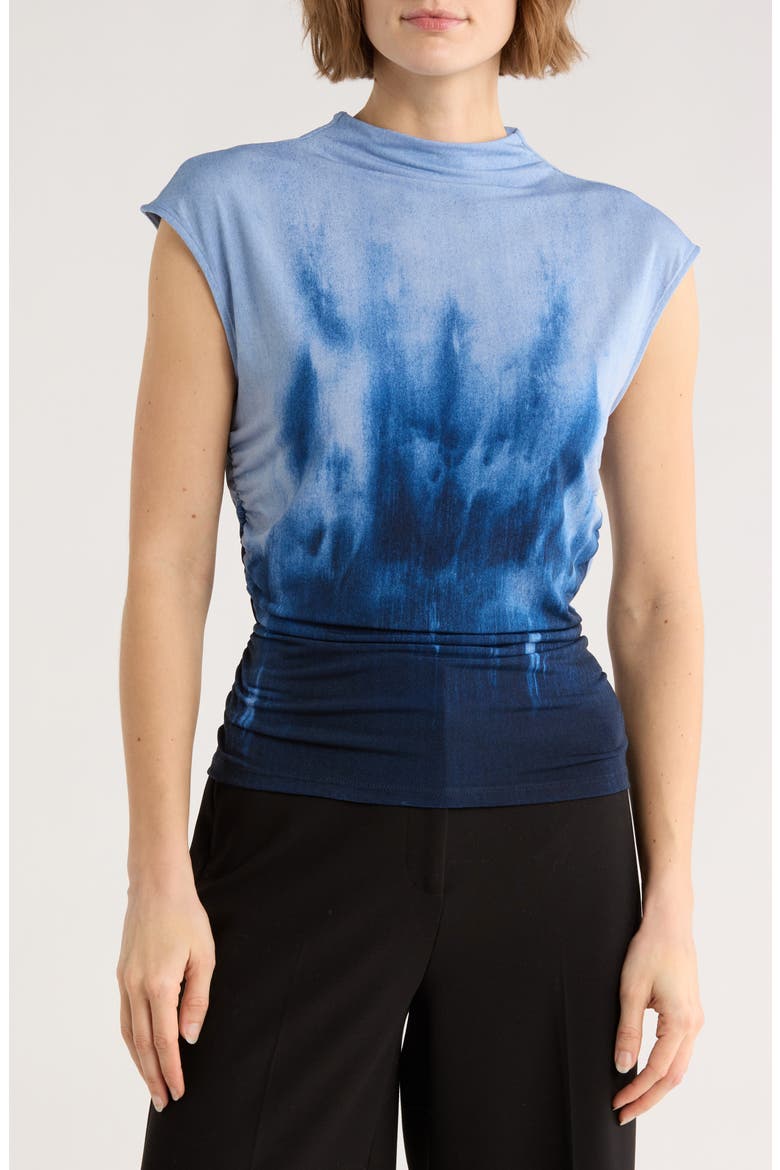 Tie Dye Ruched Sleeveless Top, Main, color, HUDSON BLUE