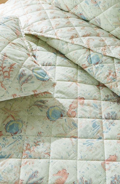Patina Vie Maison Coastal Print Quilt Set In Blue Shells