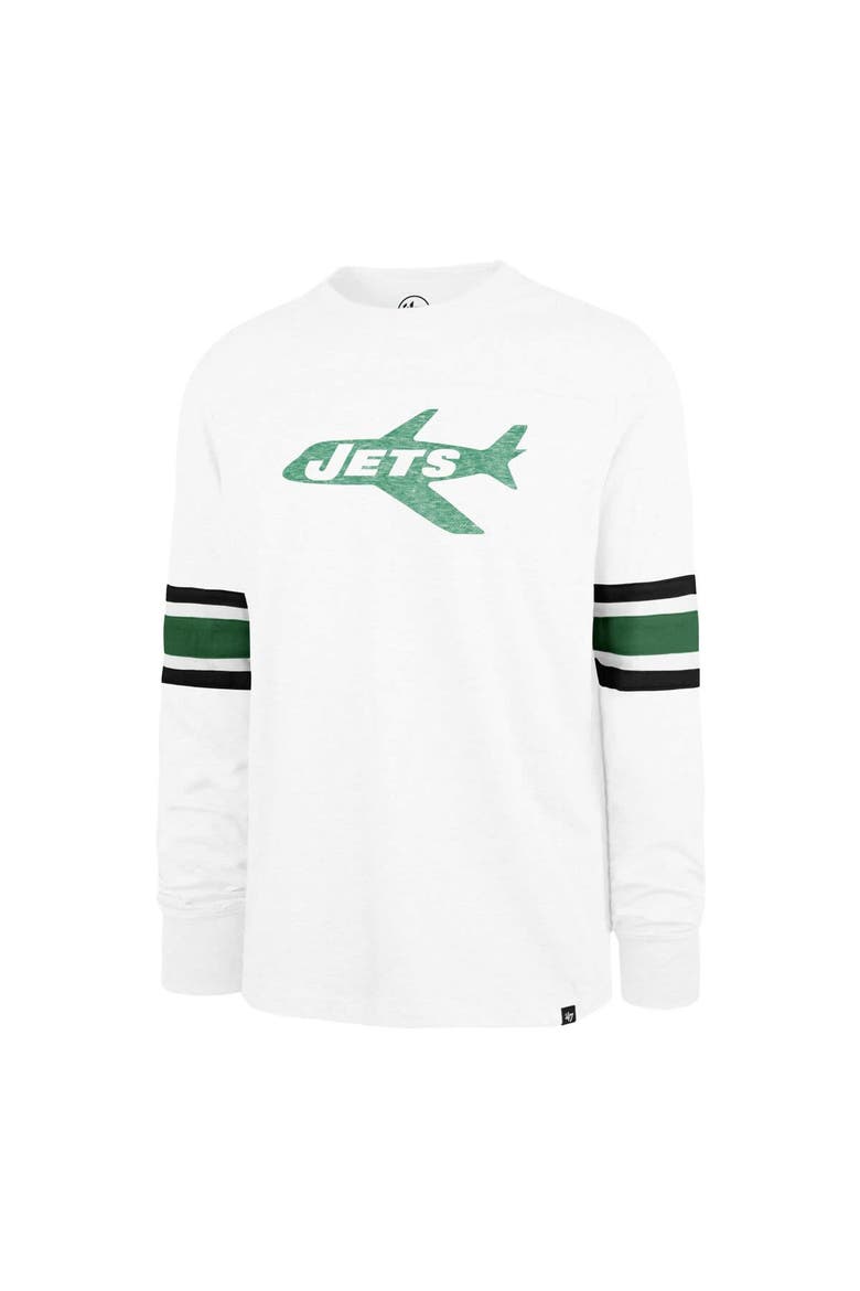 Men's '47 White New York Jets Gridiron Throwback Premier Brex Long Sleeve T-Shirt, Alternate, color, White