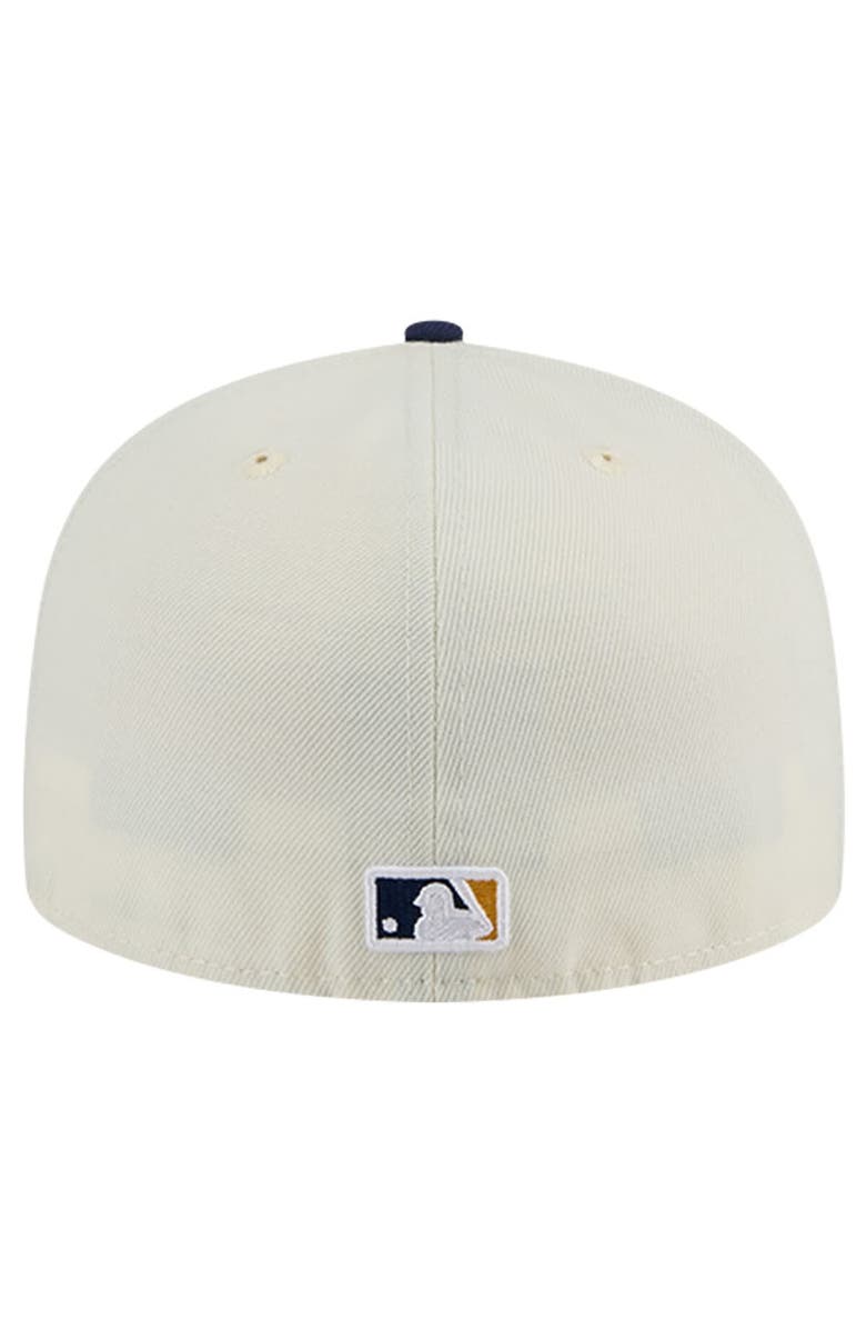 New Era Men's New Era Cream Milwaukee Brewers Evergreen Chrome 59FIFTY Fitted Hat, Alternate, color,