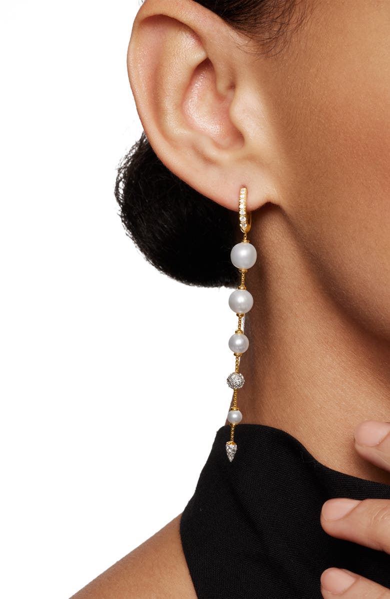 David Yurman Freshwater Pearl & Pavé Diamond Drop Earrings, Alternate, color,