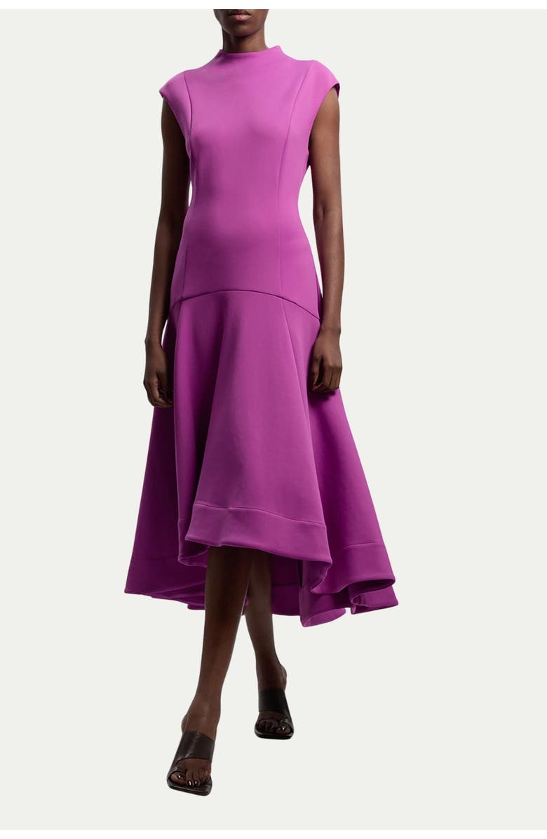 Karen Millen Ruffle Hem Sleeveless Midi Dress, Alternate, color, Purple