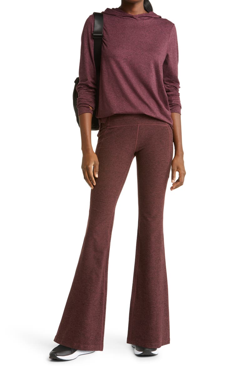 Restore Soft High Waist Pocket Flare Leggings, Alternate, color, BURGUNDY SASS