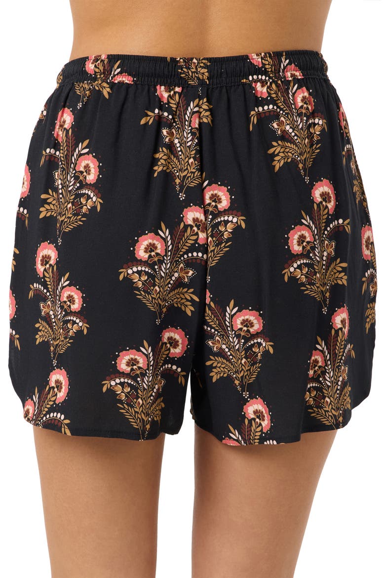 Millie Block Print Floral Shorts, Alternate, color, BLACK
