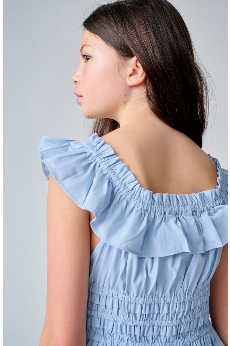Kids' Smocked Ruffle Top & Tiered Skirt Set, Alternate, color, BLUE
