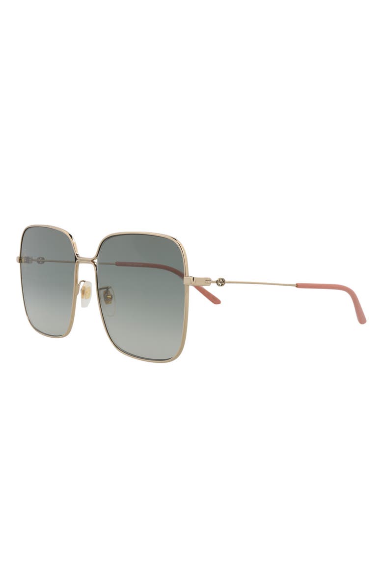 Gucci 60mm Square Sunglasses, Alternate, color, Gold Gold Grey