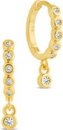 Sterling Forever Bezel Cubic Zirconia Huggie Hoop Earrings