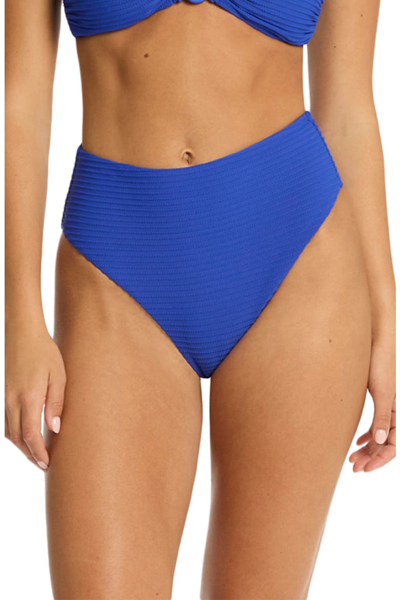Retro High Waist Bikini Bottoms, Main, color, COBALT
