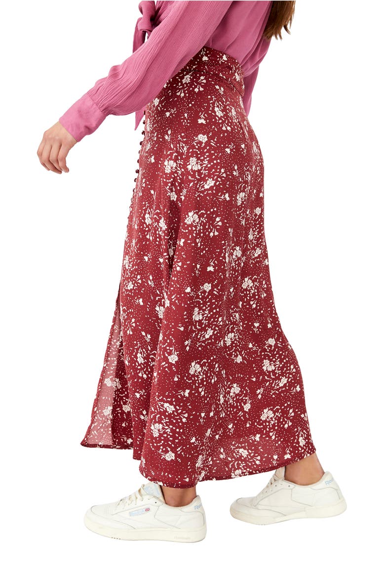 Sammy Floral Button-Up Skirt, Alternate, color, SWEET CRANBERRY