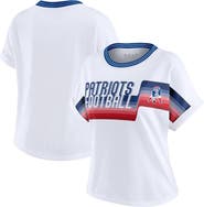 WEAR by Erin Andrews Women's WEAR by Erin Andrews White New England Patriots Cropped Center Stripe Dolman T-Shirt