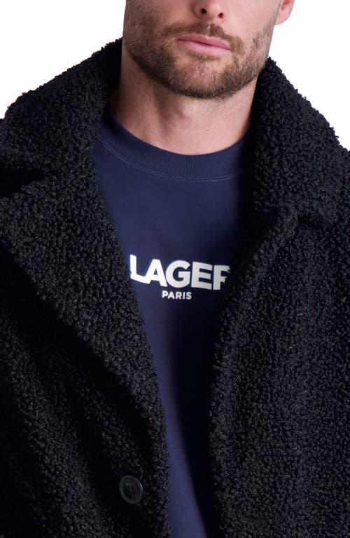 Karl Lagerfeld Wool Blend Double Breasted Topcoat In Black