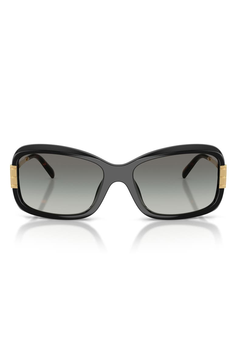 Tory Burch 56mm Rectangular Sunglasses, Main, color, Black / Grey Gradient