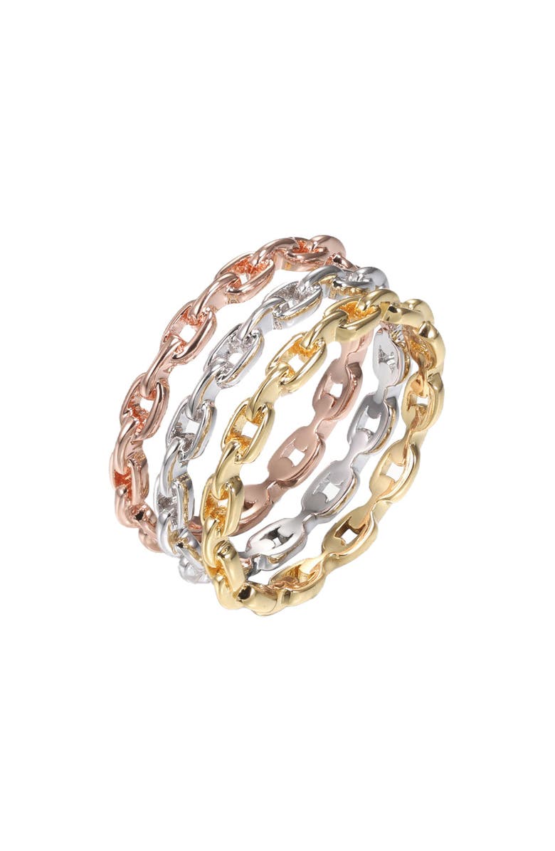 BY ADINA EDEN Triple Link Trio Color Ring Set, Main, color, Multi-Color