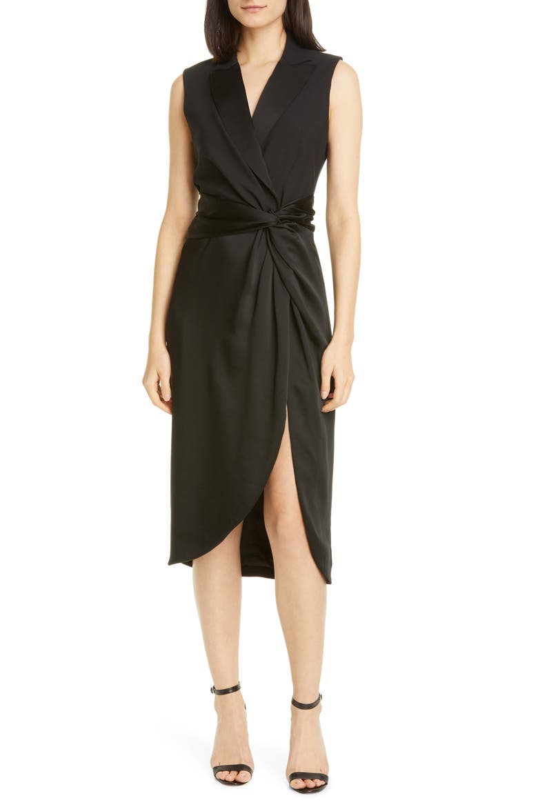 Jonathan Simkhai Twist Waist Dress, Main, color, BLACK