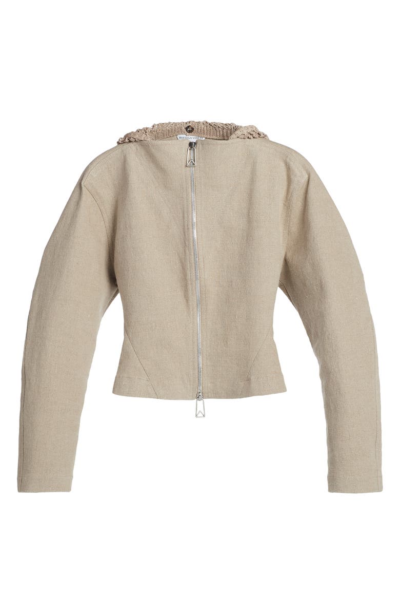 Bottega Veneta Crop Stretch Linen Jacket, Alternate, color, 