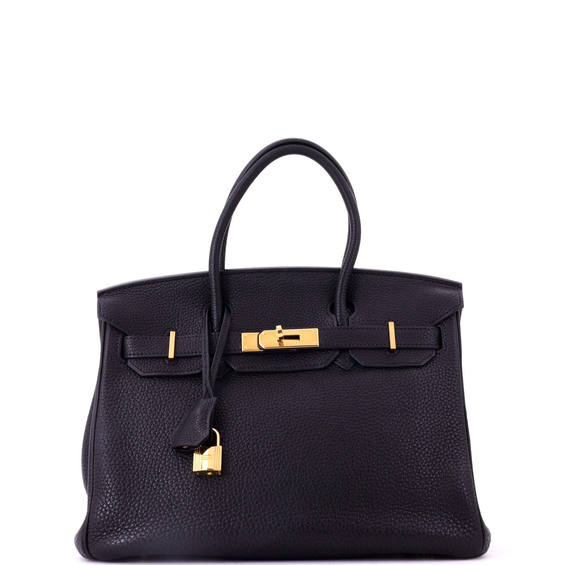 Pre-Owned Hermes Birkin Handbag Black Togo with Gold Hardware 30, Main, color, Noir