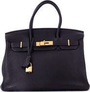 Pre-Owned Hermes Birkin Handbag Black Togo with Gold Hardware 30