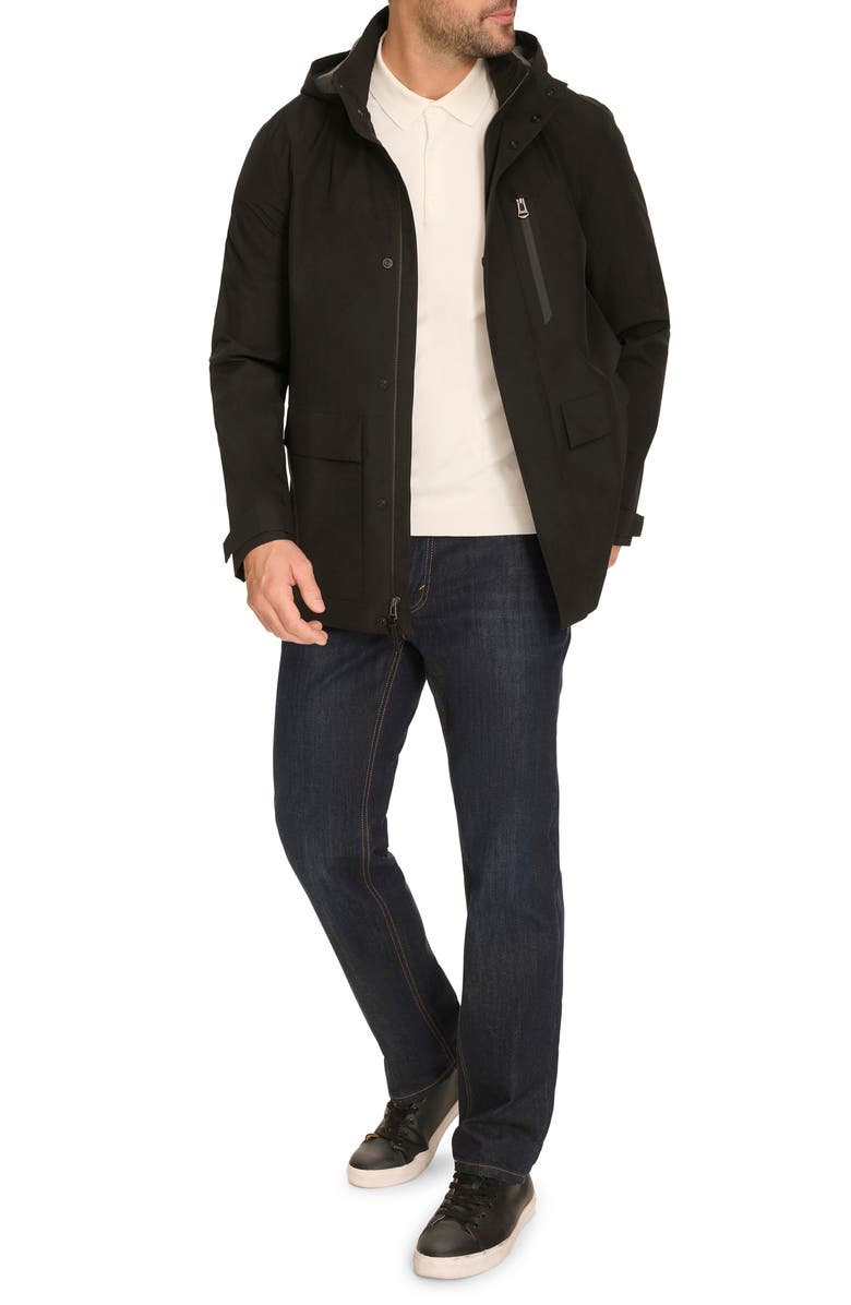 Cole Haan Water Resistant Hooded Windbreaker, Alternate, color, Black
