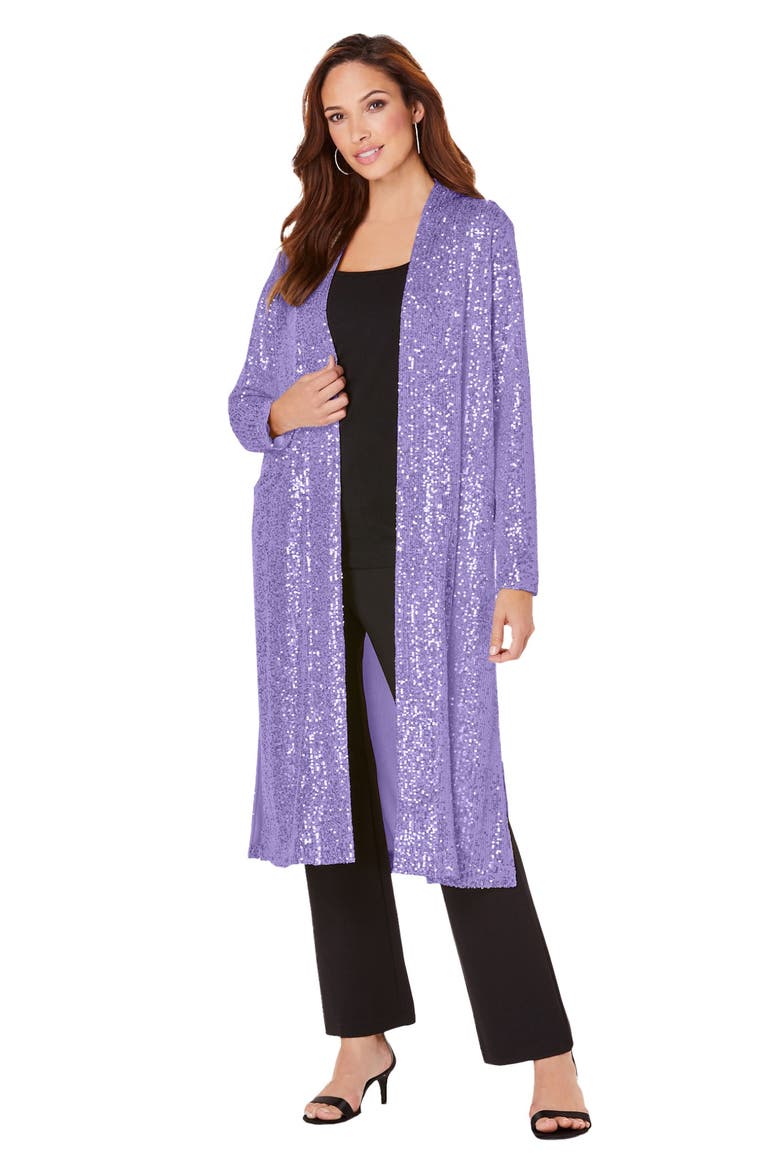 Plus Size Sequin Duster, Main, color, VINTAGE LAVENDER