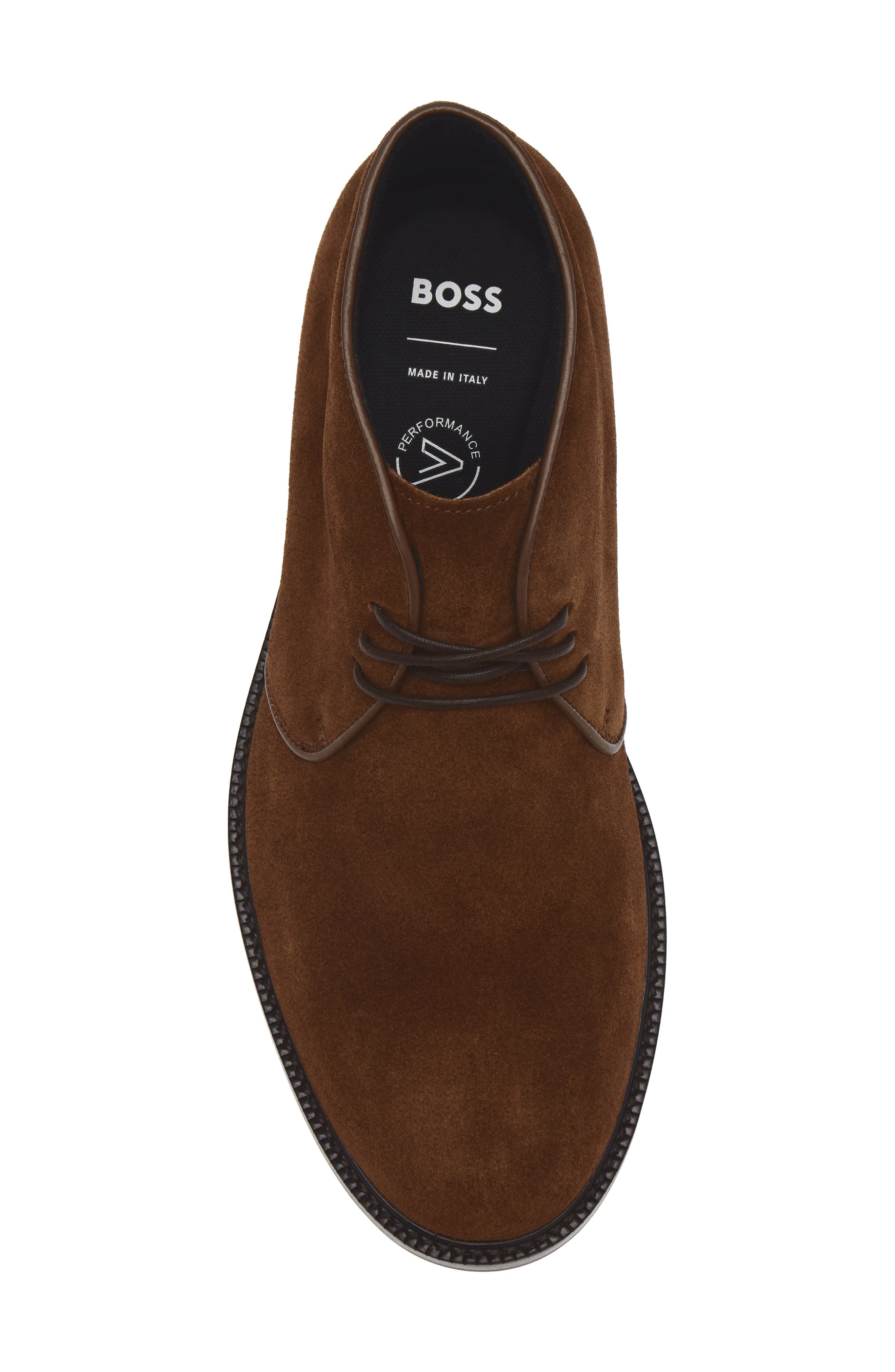 BOSS Dresletic Suede Chukka Boot, Alternate, color, Dark Brown