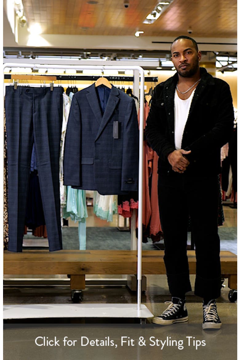 Kids' Skinny Fit Navy Plaid Suit video