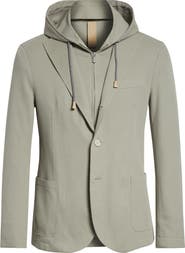 Eleventy Cotton Blend Sport Coat with Removable Hooded Bib