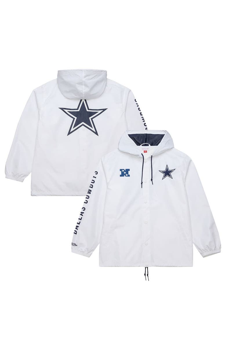 Mitchell & Ness Men's Mitchell & Ness White Dallas Cowboys Vintage Logo Coaches Full-Snap Hoodie Jacket, Alternate, color, White