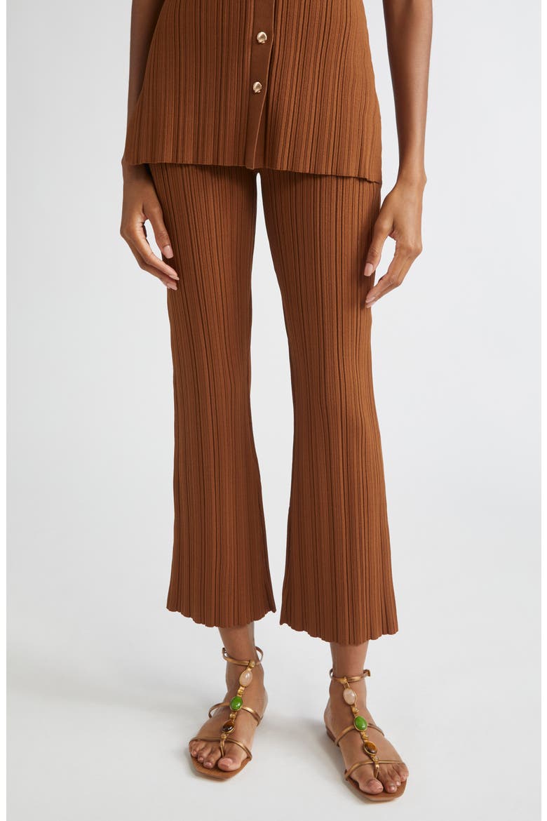 Massaro Variegated Rib Crop Pants, Main, color, DARK WHISKY