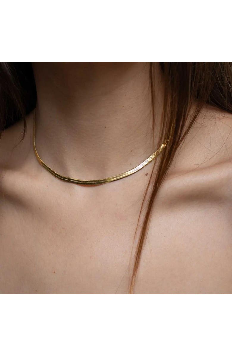 Outofoffice Gold Herringbone Thin Minimalist Necklace, Alternate, color, 
