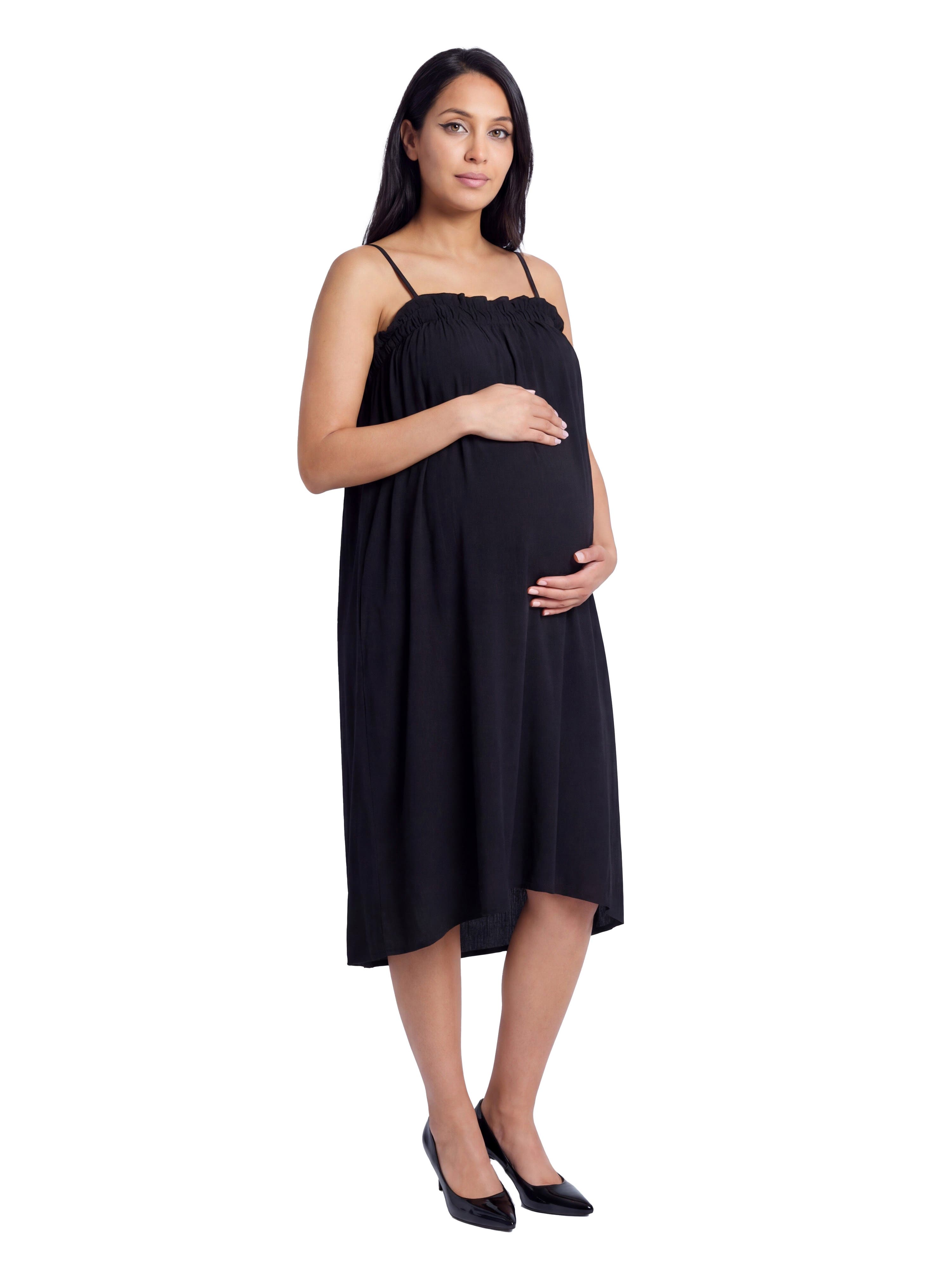 Maternity Essential Spaghetti Strap Smocked Pocket A-Line Maxi Dress - image 2
