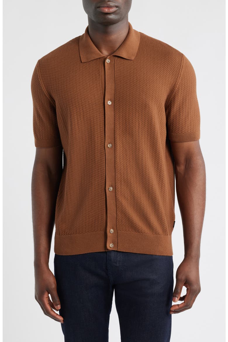 Iseppo Short Sleeve Cardigan, Main, color, MEDIUM BROWN
