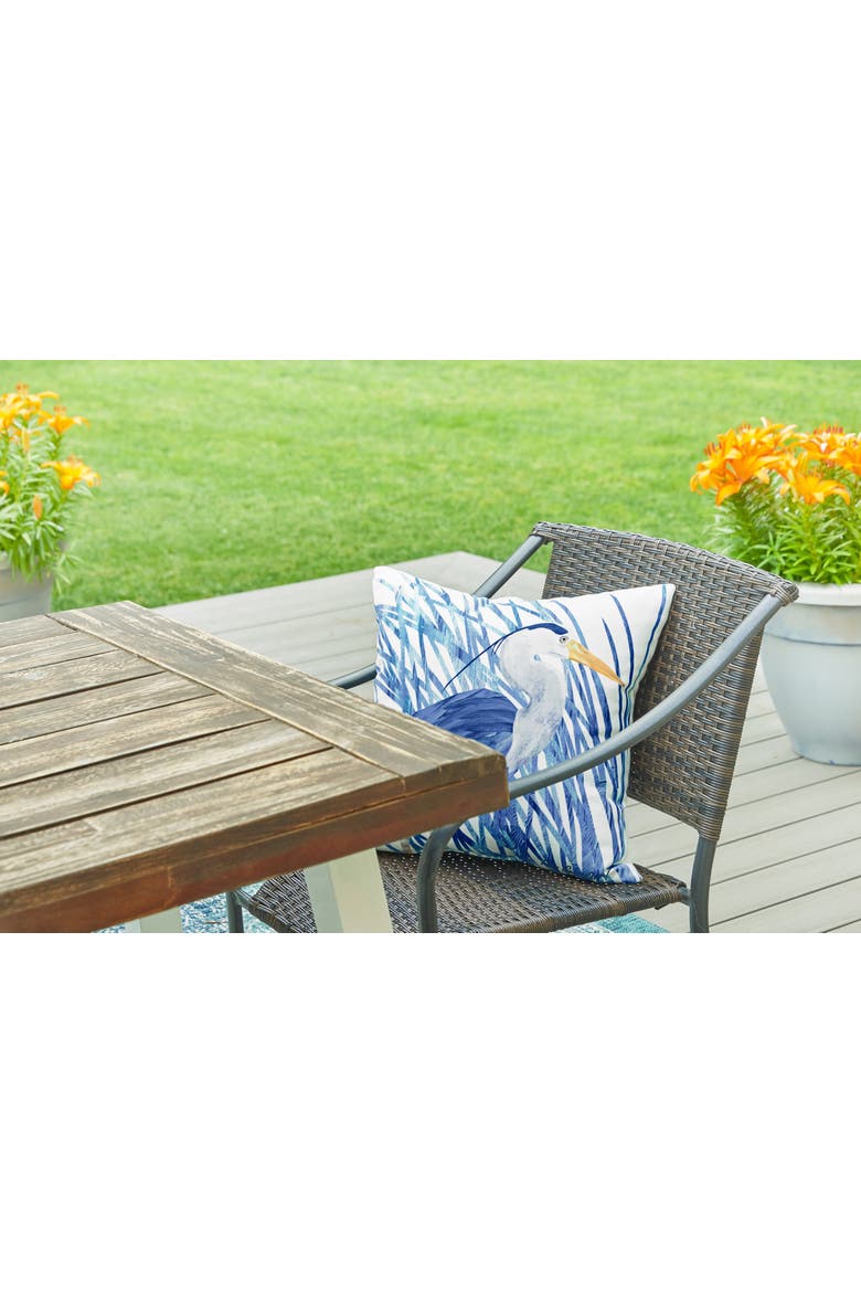 Heron Bird HD Printed Indoor/Outdoor Accent Throw Pillow 18" x 18", Alternate, color, Blue