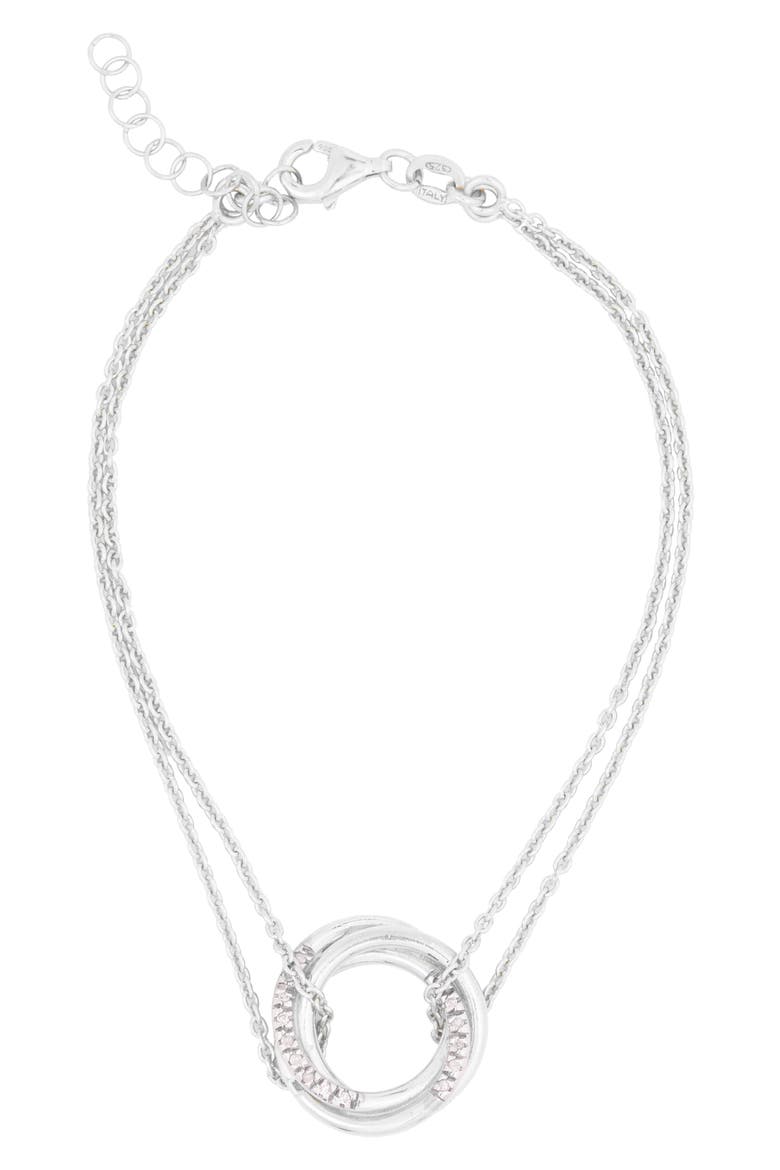 Double Ring Diamond Chain Bracelet - 0.15 ctw, Main, color, WHITE