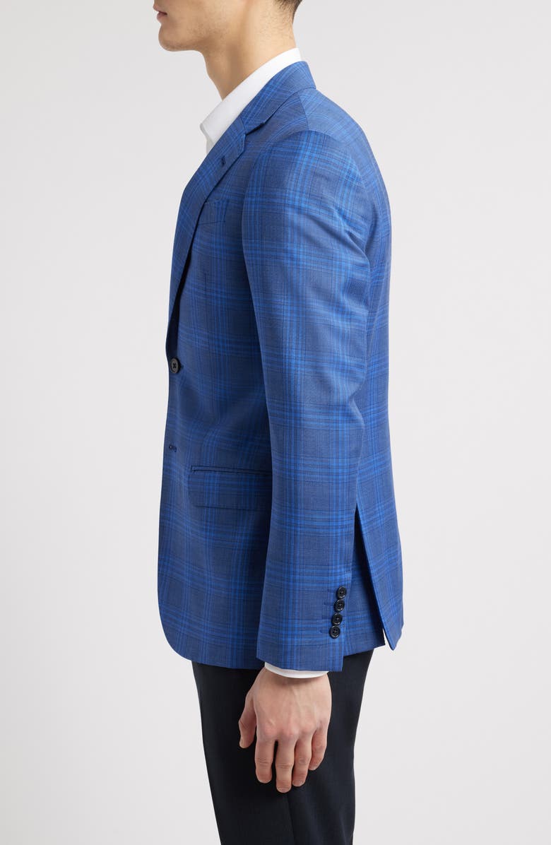 Emporio Armani Plaid Virgin Wool Sport Coat, Alternate, color, Royal Blue