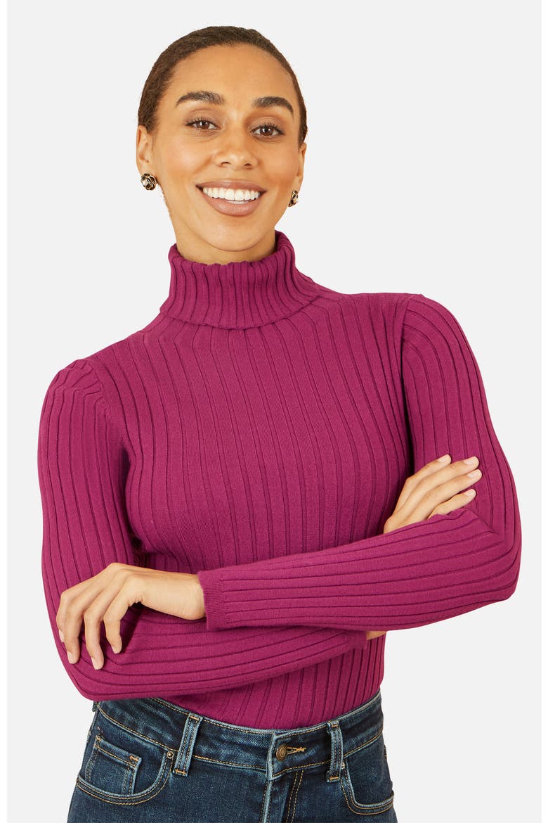 Ribbed Knit Roll Neck Jumper, Alternate, color, Plum