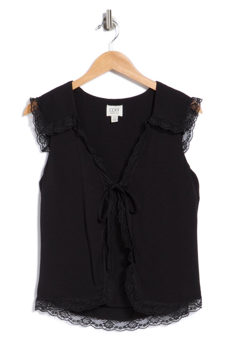 Sleeveless Tie Neck Top, Alternate, color, BLACK