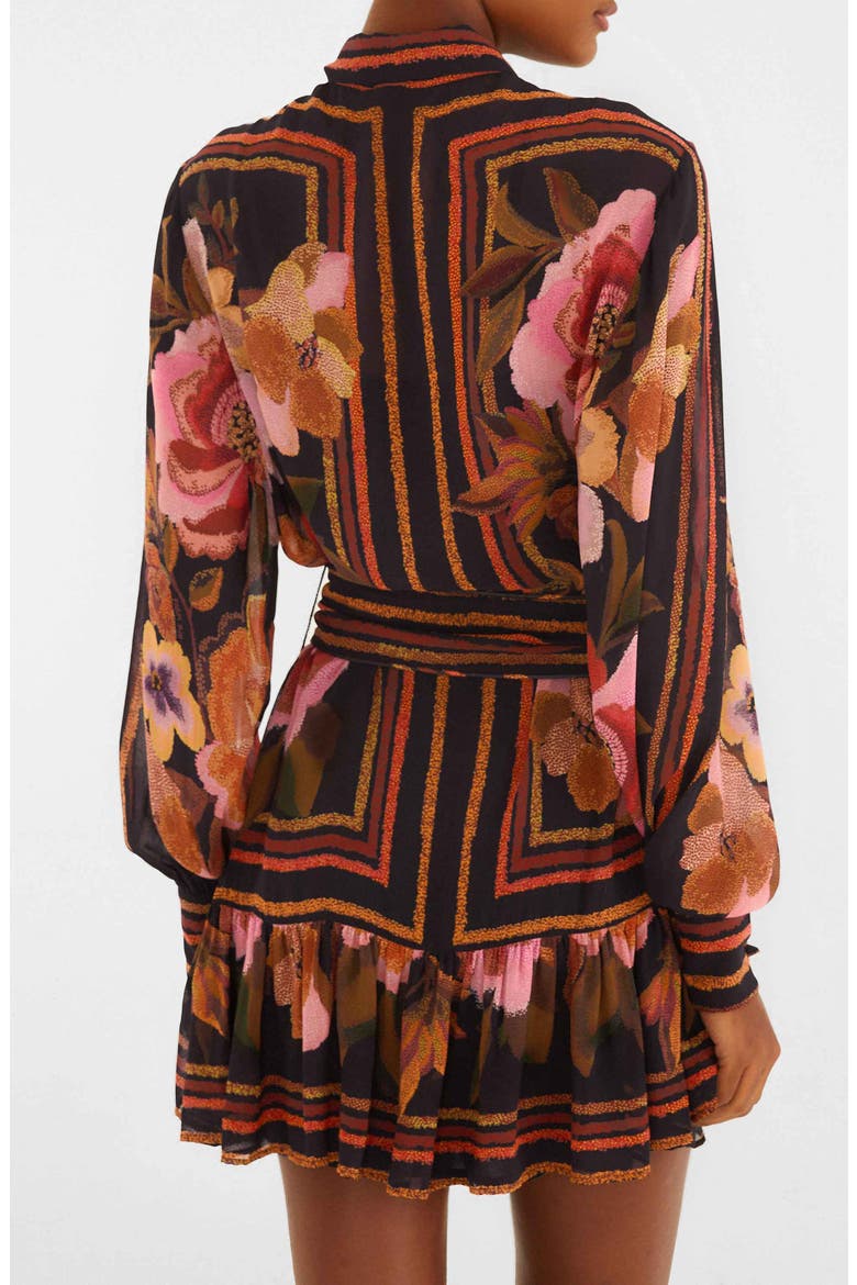 Floral Print Long Sleeve Minidress, Alternate, color, CHENILLE FLOWERS BLA