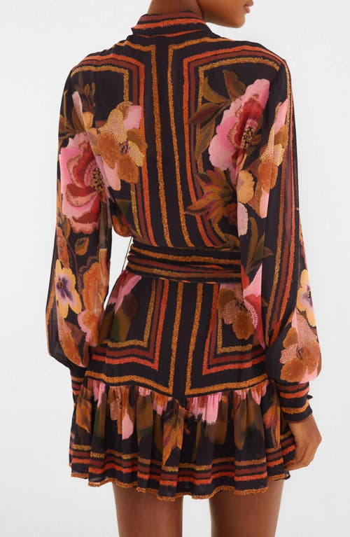 Farm Rio Floral Print Long Sleeve Minidress