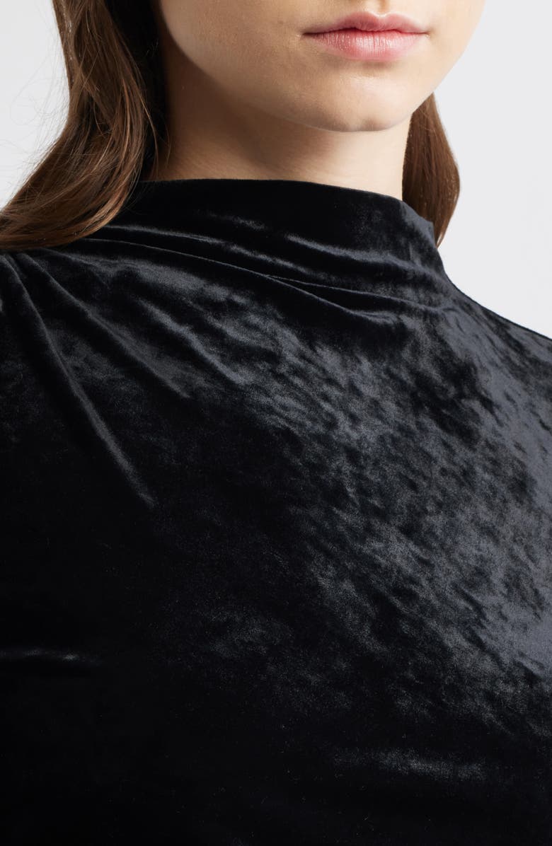 Rails Joelle Ruched Velour Mock Neck Top, Alternate, color, Black