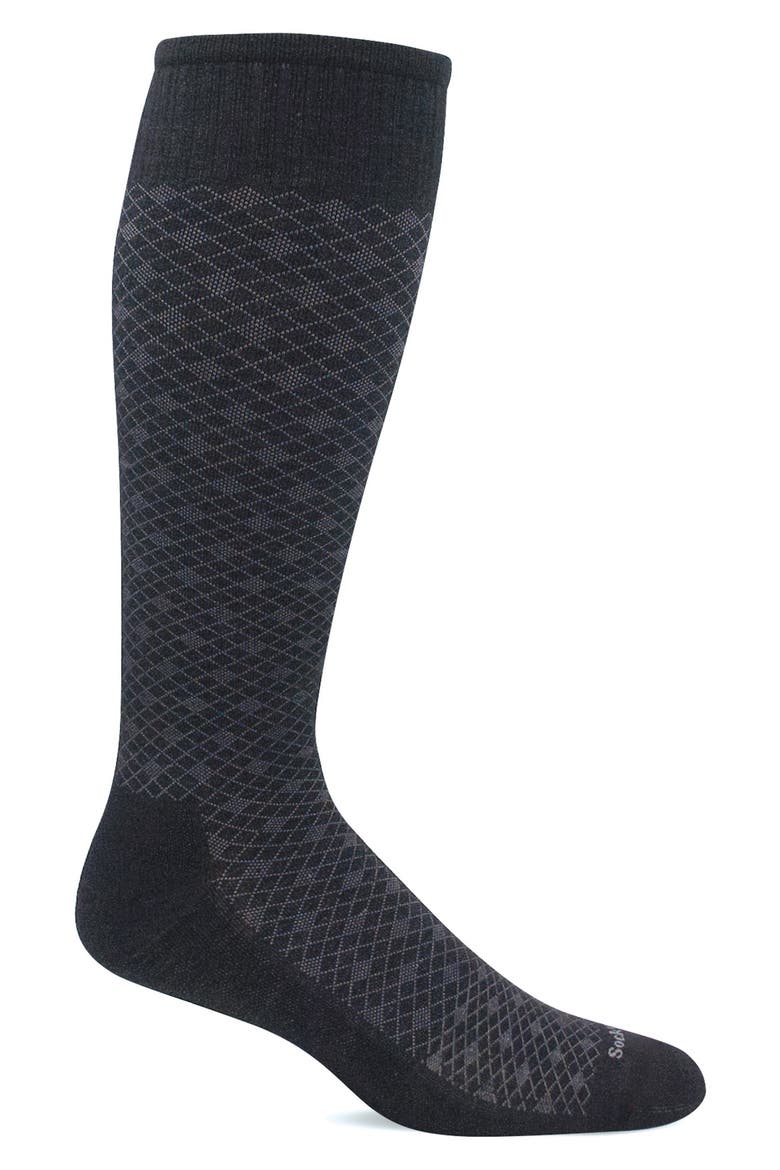 Featherweight Compression Socks, Main, color, BLACK PRINT