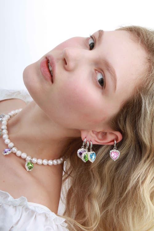 Velvet Luna Silver Earrings With Heart Pendant In Blue