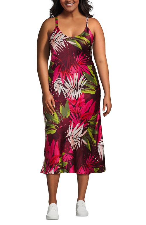 Lands' End Plus Size Satin Slip Dress In Multi