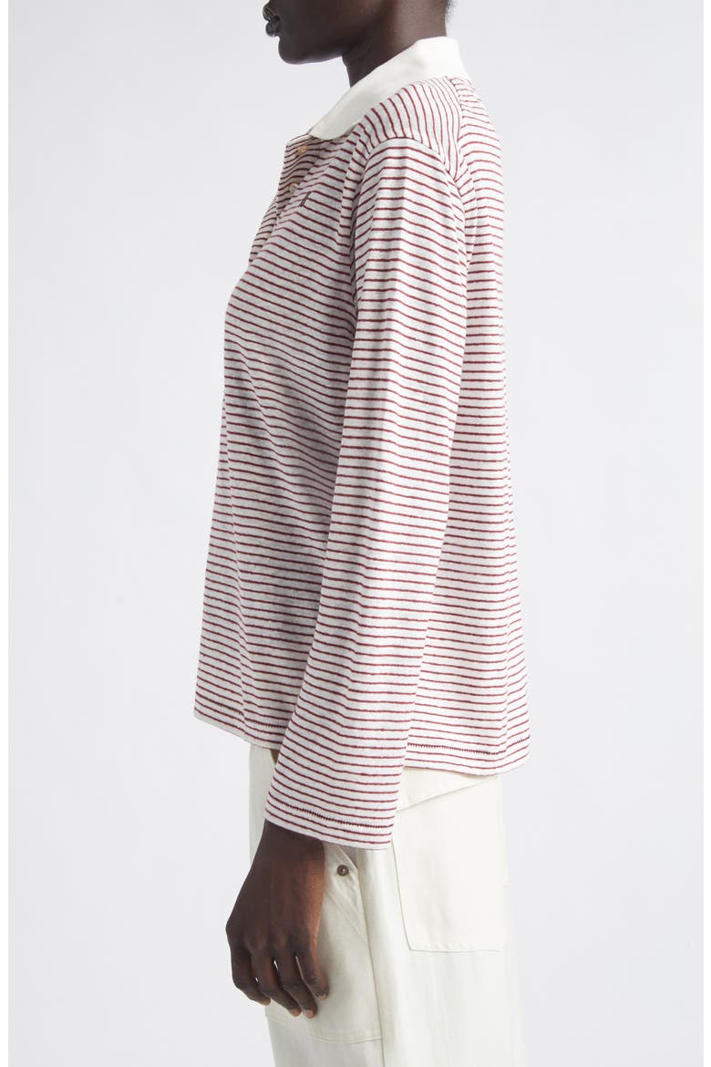 Trust Stripe Linen & Cotton Jersey Polo, Alternate, color, IVORY/ WINE