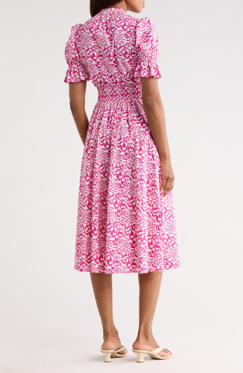 Diane von Furstenberg Erica Short Sleeve Stretch Cotton Midi Dress, Alternate, color, Kupang Small Pink