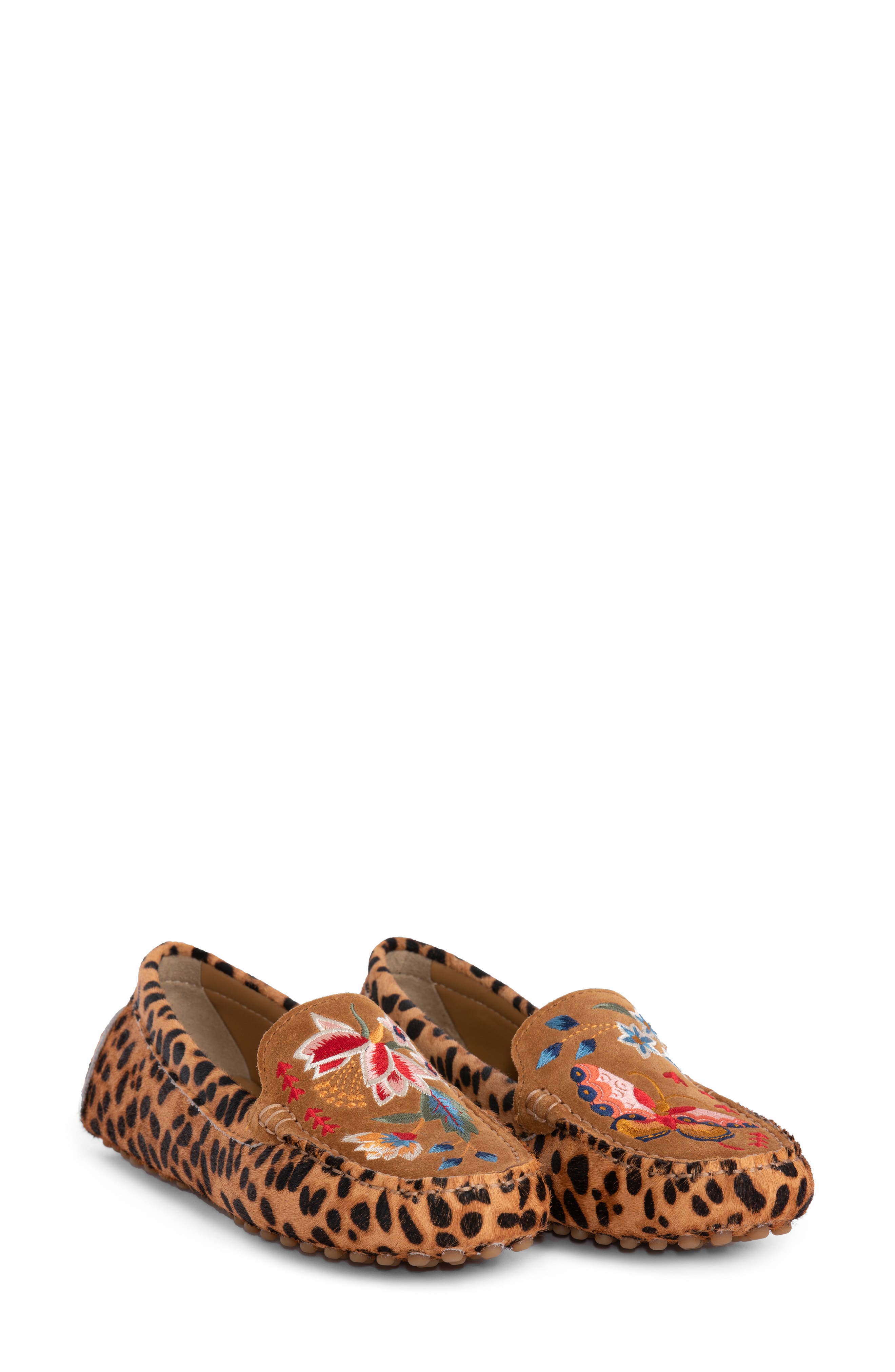 Johnny Was Taline Leopard Print Genuine Calf Hair Moccasin, Main, color, 