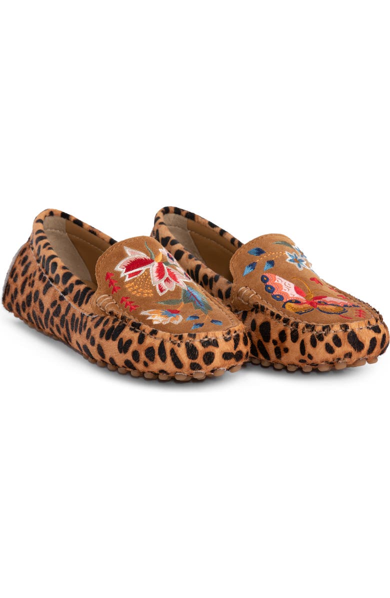 Johnny Was Taline Leopard Print Genuine Calf Hair Moccasin, Main, color,
