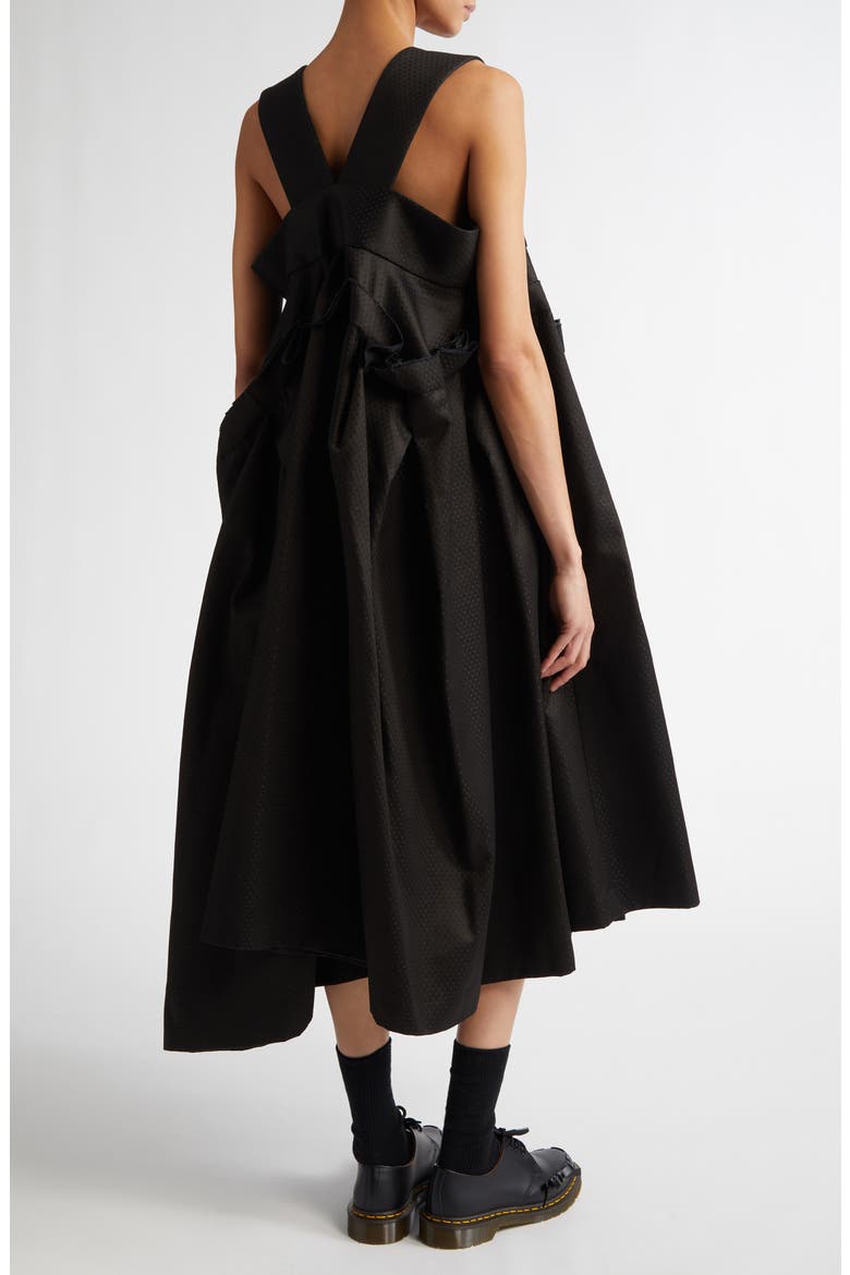 Dobby Dot Square Neck Dress, Alternate, color, BLACK